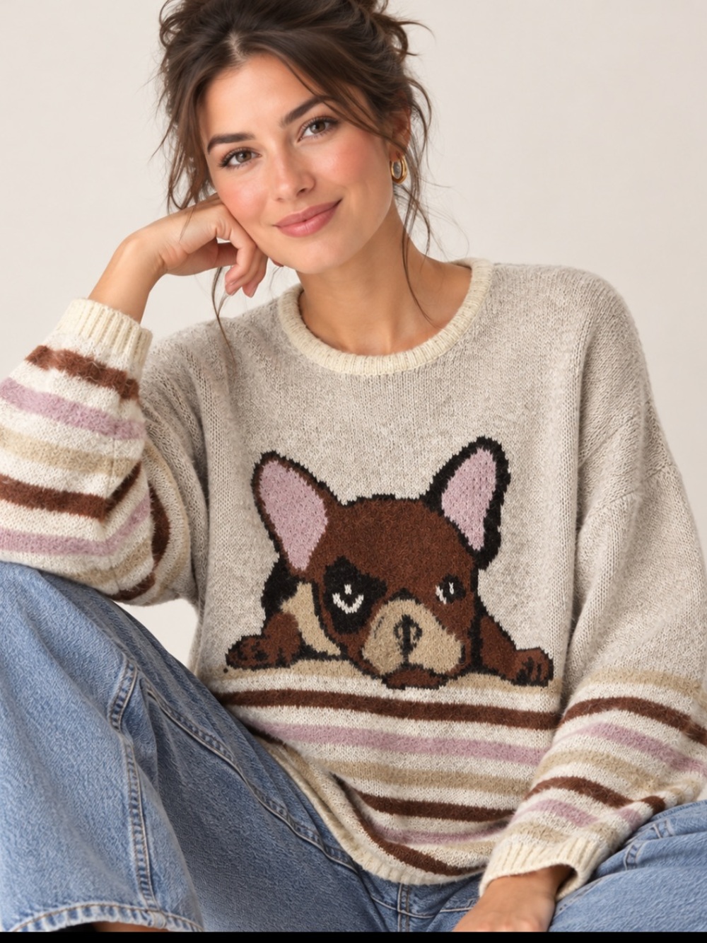 Debbie Shuchat French Bulldog Knit Sweater